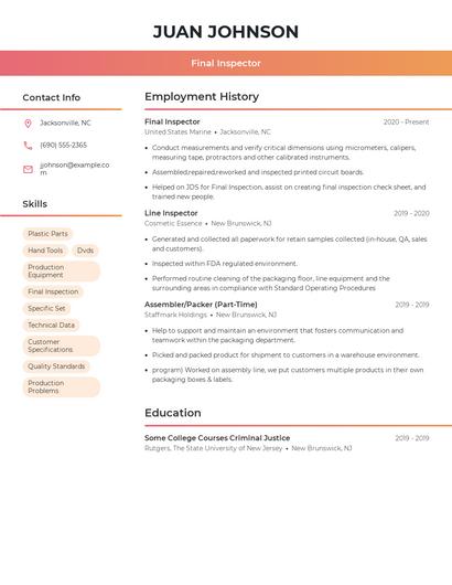 Final Inspector Resume