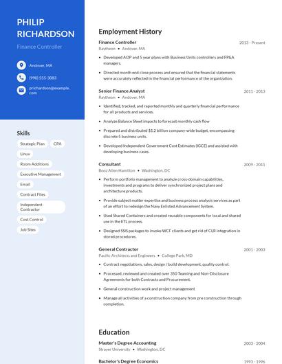 Finance Controller Resume