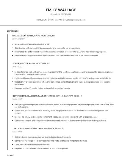 Finance Controller Resume