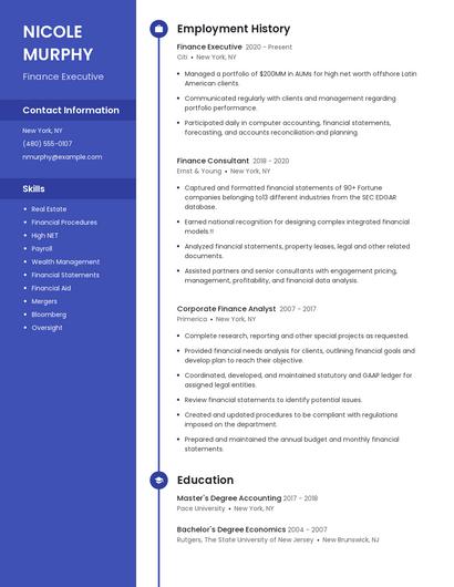Finance Executive Resume