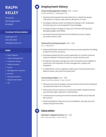Finance Management Analyst Resume