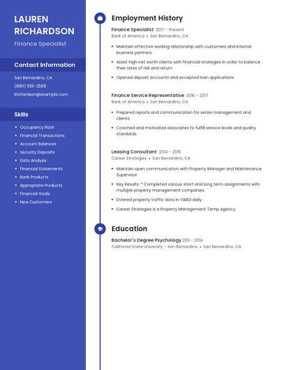 Finance Specialist Resume