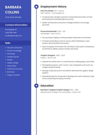 Fine Arts Model Resume