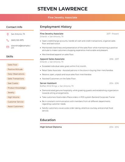 Fine Jewelry Associate Resume