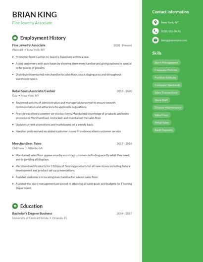 Fine Jewelry Associate Resume