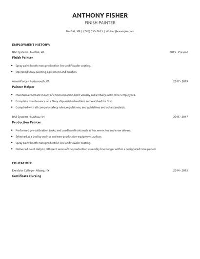 Finish Painter Resume