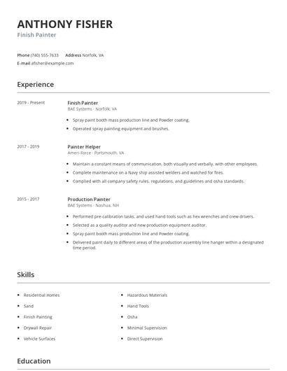 Finish Painter Resume
