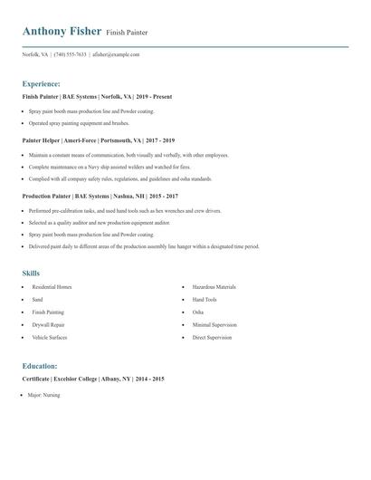 Finish Painter Resume