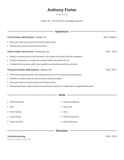 Finish Painter Resume