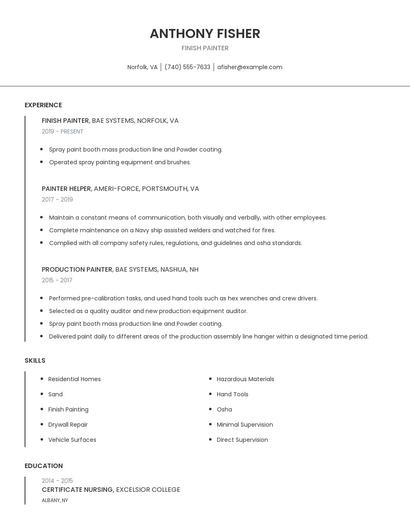Finish Painter Resume