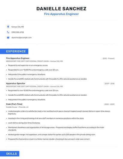 Fire Apparatus Engineer Resume