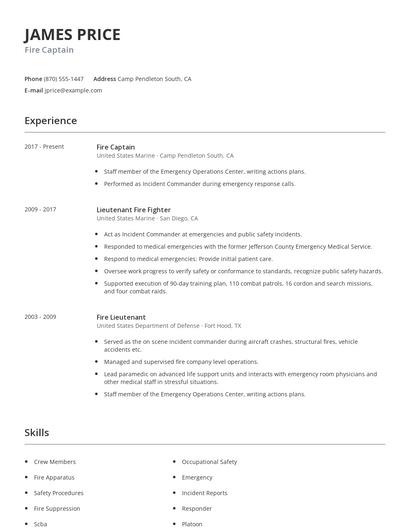 Fire Captain Resume