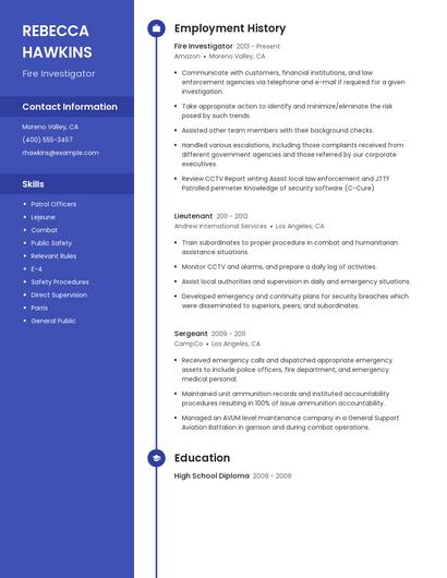 Fire Investigator Resume
