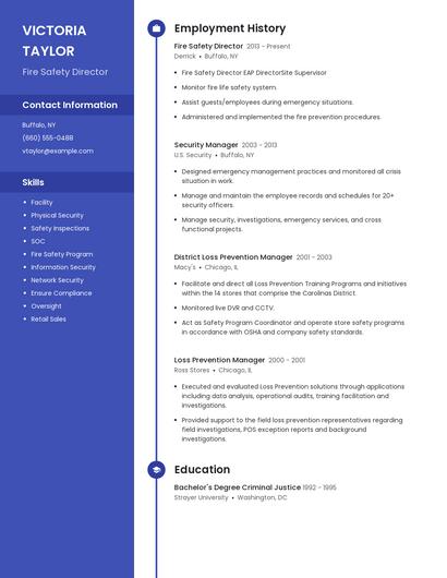 Fire Safety Director Resume