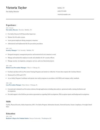 Fire Safety Director Resume