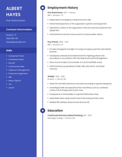 Fire Watchman Resume