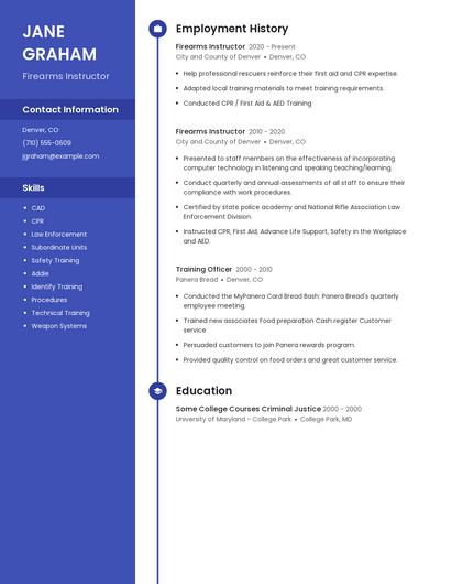 Firearms Instructor Resume