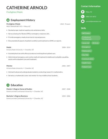Firefighter/Medic Resume