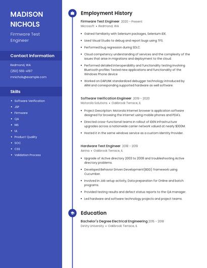 Firmware Test Engineer Resume