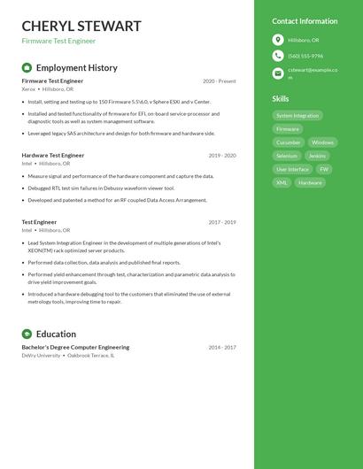 Firmware Test Engineer Resume