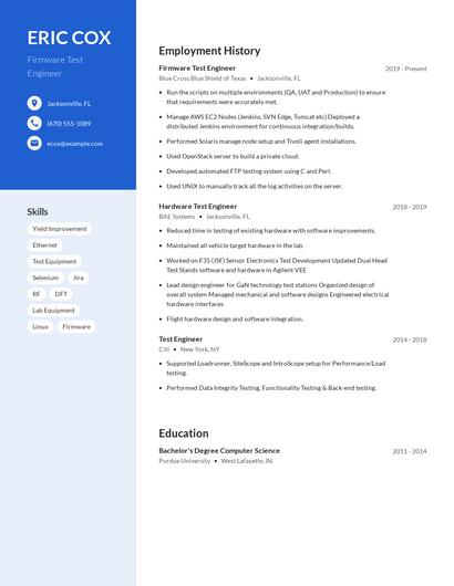 Firmware Test Engineer Resume