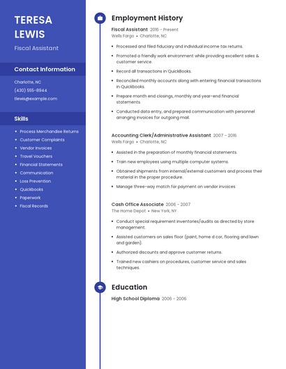 Fiscal Assistant Resume