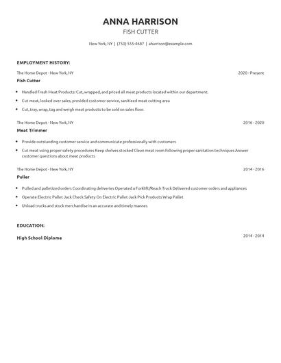 Fish Cutter Resume