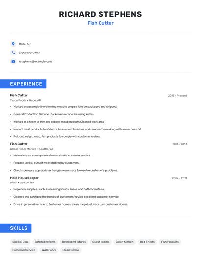 Fish Cutter Resume