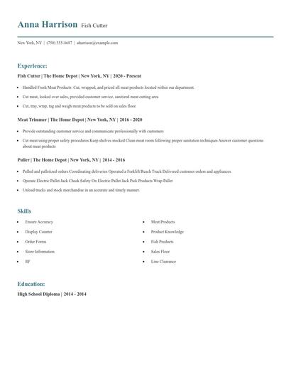 Fish Cutter Resume