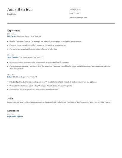 Fish Cutter Resume