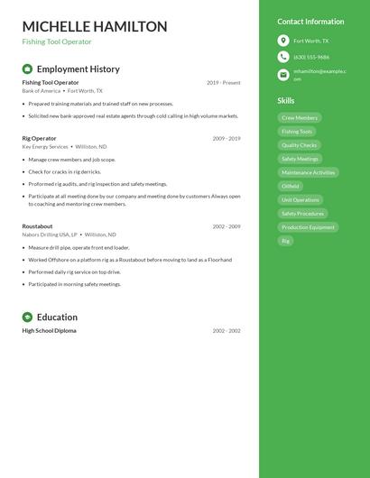 Fishing Tool Operator Resume