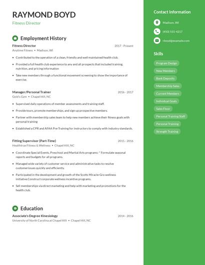 Fitness Director Resume