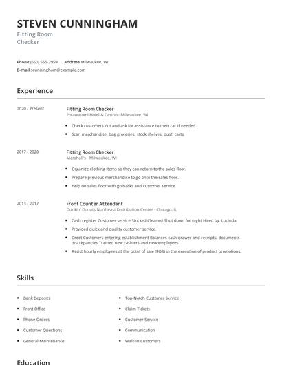 Fitting Room Checker Resume