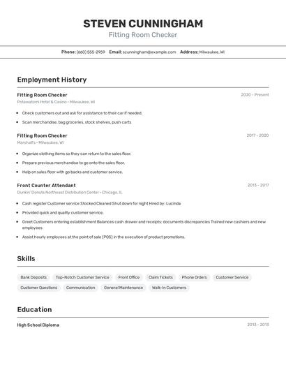 Fitting Room Checker Resume
