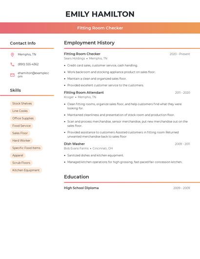 Fitting Room Checker Resume