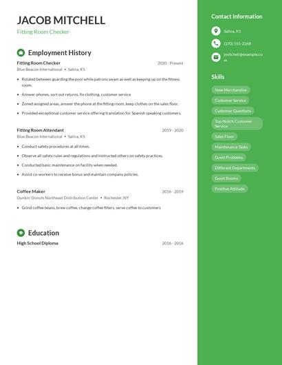 Fitting Room Checker Resume