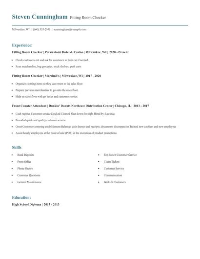 Fitting Room Checker Resume