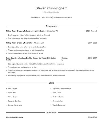 Fitting Room Checker Resume