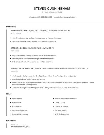 Fitting Room Checker Resume