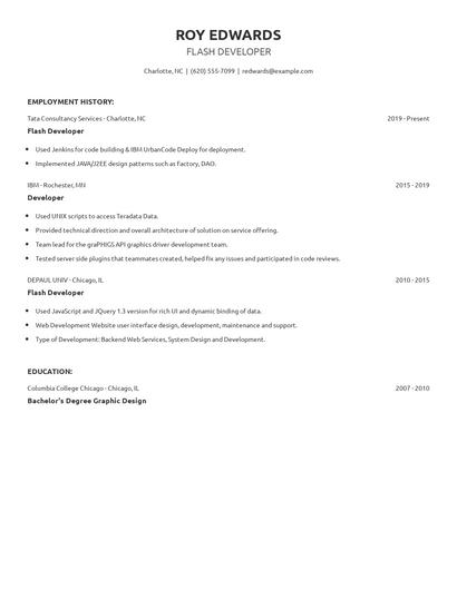 Flash Developer Resume