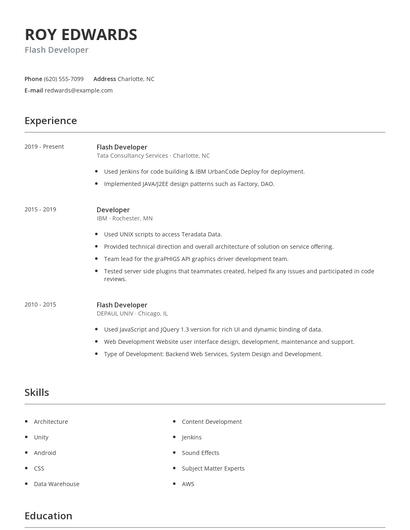 Flash Developer Resume