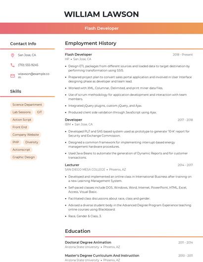 Flash Developer Resume