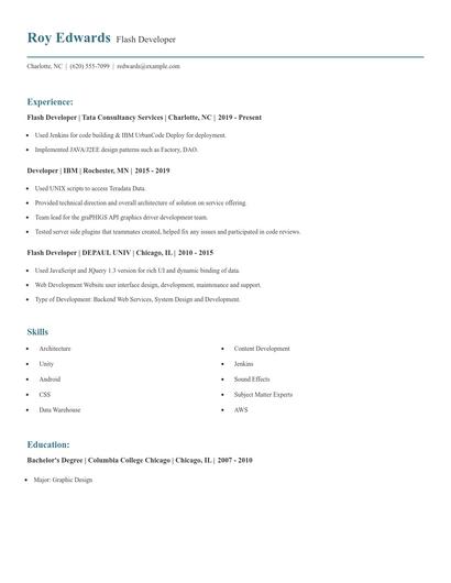 Flash Developer Resume