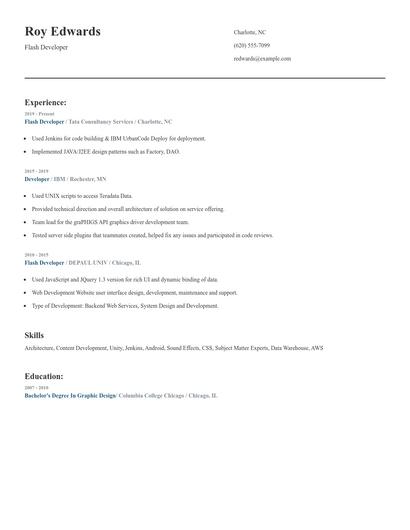 Flash Developer Resume