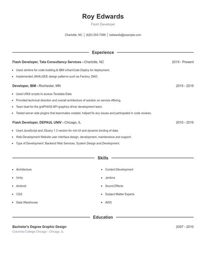 Flash Developer Resume
