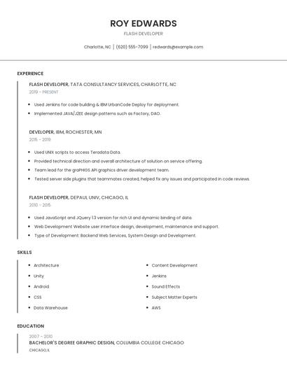 Flash Developer Resume