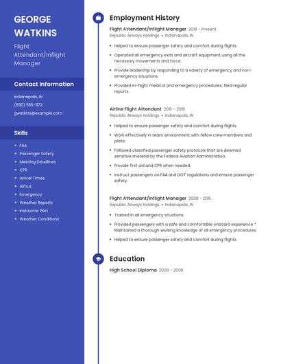 Flight Attendant/Inflight Manager Resume