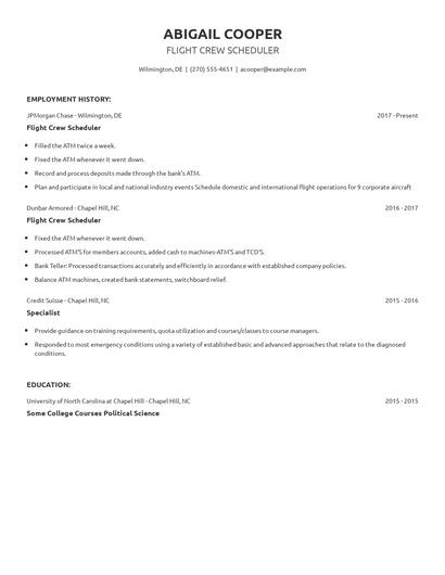 Flight Crew Scheduler Resume