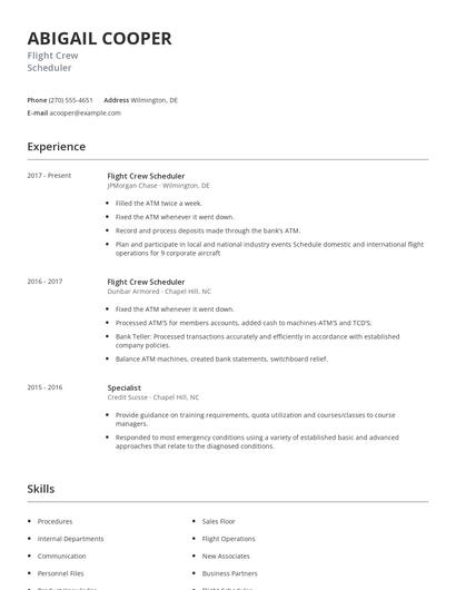 Flight Crew Scheduler Resume