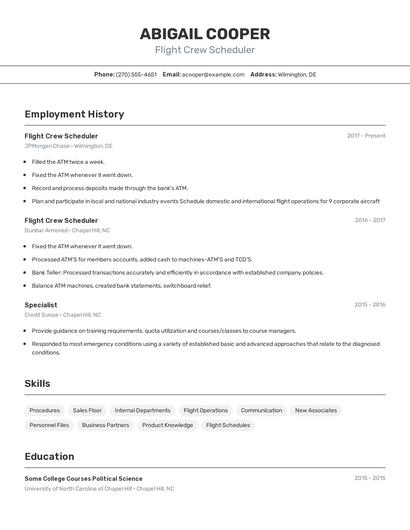 Flight Crew Scheduler Resume